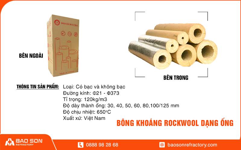 Thông số kỹ thuật của bông khoáng Rockwool dạng ống