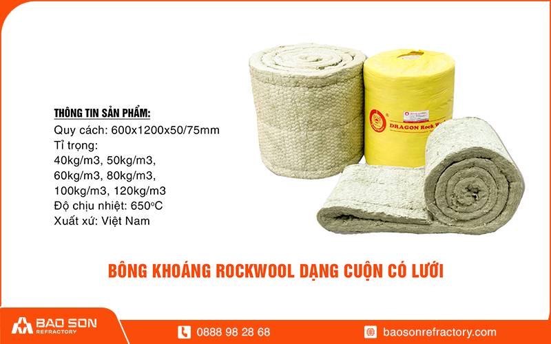 bông khoáng dạng cuộn có lưới kẽm