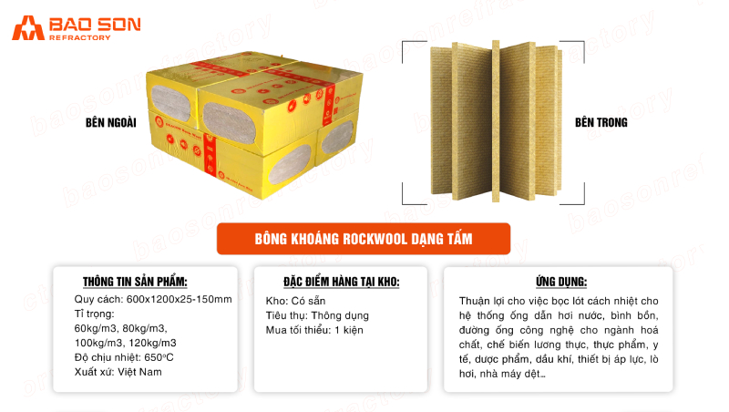Bông khoáng Rockwool dày 50mm